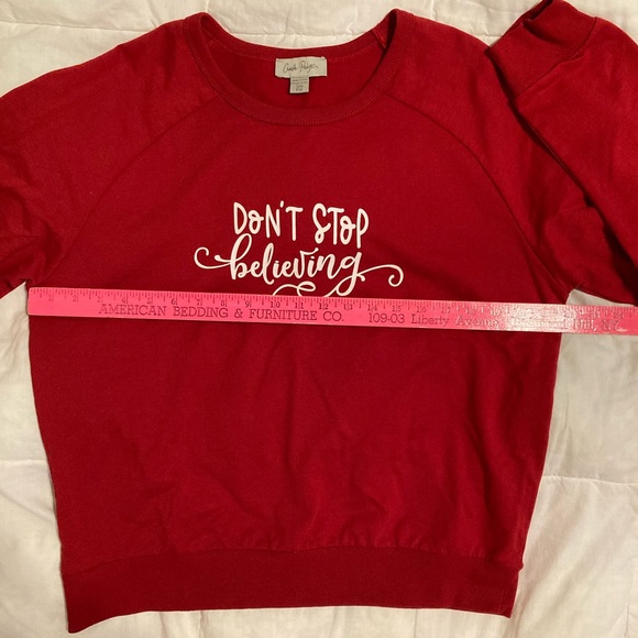 Charlie Paige Red Christmas Top Women’s S/M - New - Don’t Stop Believing - Picture 7 of 11
